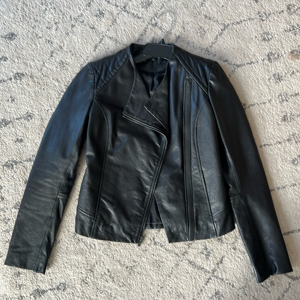 7 For All Man Kind Black Leather Jacket